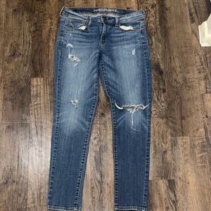 American Eagle Outfitters Ripped Blue Skinny Jeans